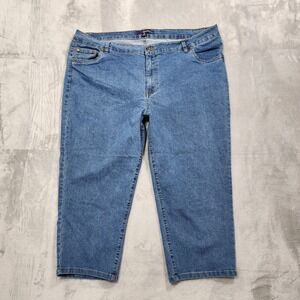 Denim 24/7 Jeans Womens 24W TALL Blue High Rise Relaxed Capri Stretch Denim